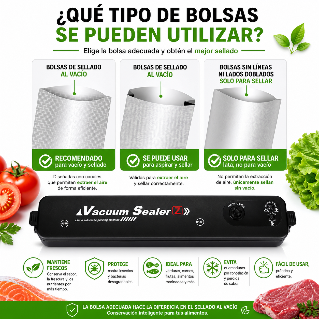 Selladora Al Vacío Automática + bolsas