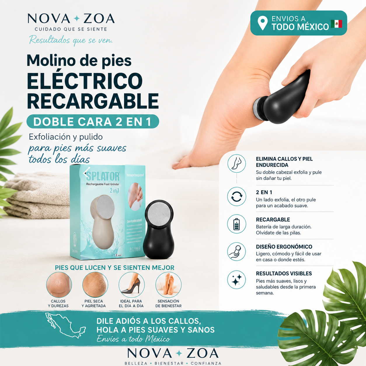 Molinillo de pies eléctrico recargable