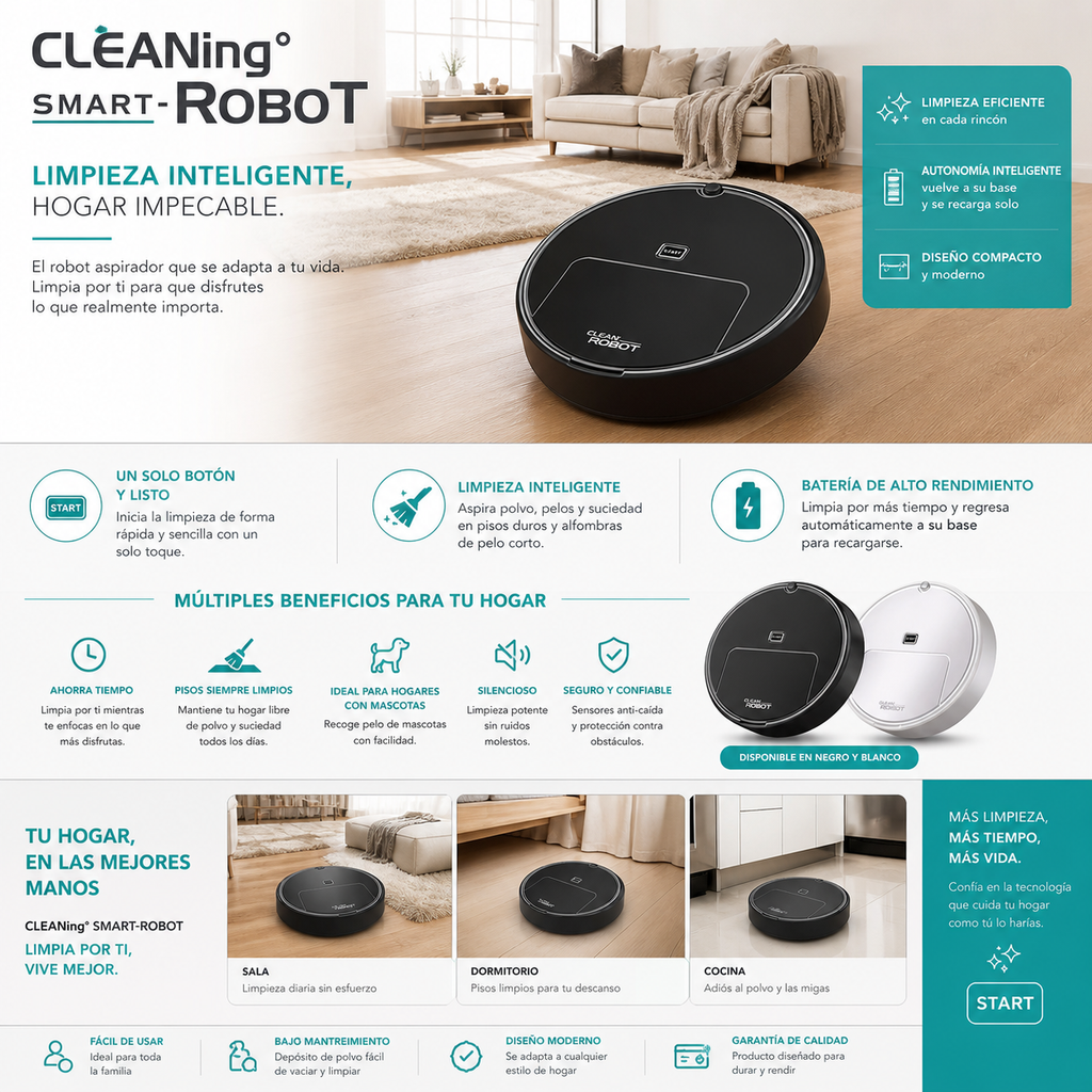 ASPIRADORA ROBOT 3 EN 1 LIMPIEZA HOGAR